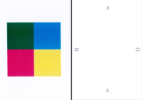Aperçu des carrés de couleur et des lettres au verso de la page A4